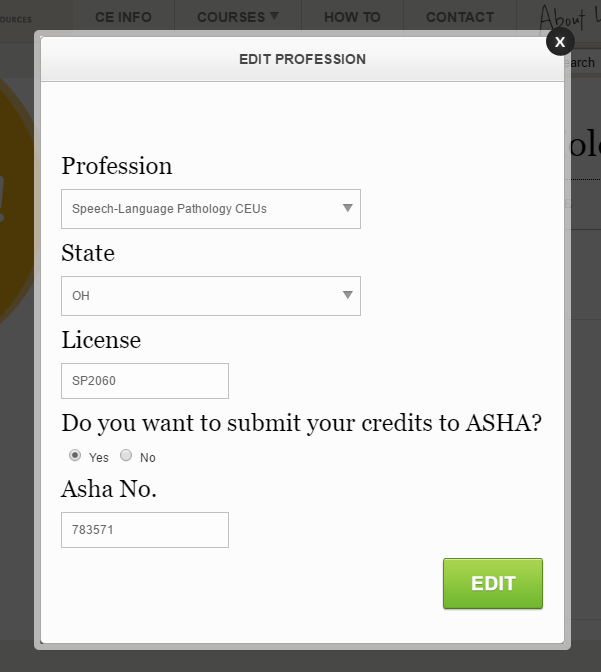 ASHA Reporting Option
